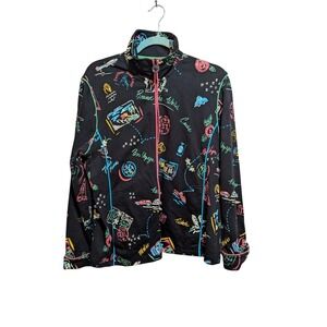 Vintage Koret Novelty Black Travel Jacket Round The World Cruise‎ Bon Voyage Fun